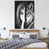 Wolf Woman - Afdrukken met emotion Canvas - Kunst  (Insitu (Slaapkamer))