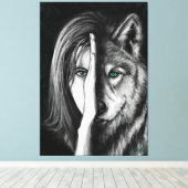 Wolf Woman - Afdrukken met emotion Canvas - Kunst  (Insitu (Houten vloer))