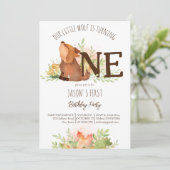 Wolf woodlands herfst eerste verjaardag sjabloon kaart (Staand voorkant)