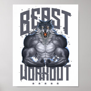 Wolf Workout Beast Gym Fitness Bodybuilding Spier Poster