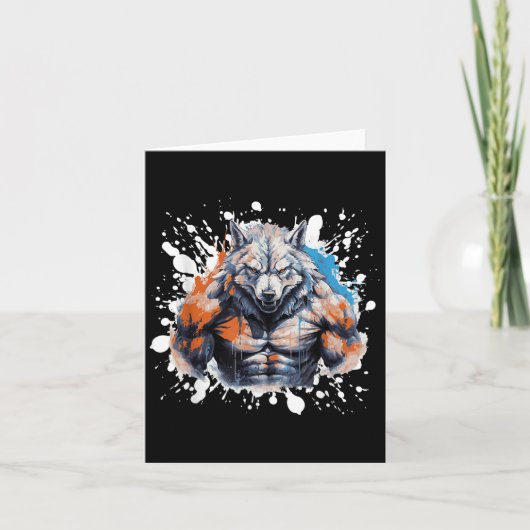 Wolf Workout Gym Fighter Bodybuilder  Kaart (Voorkant)