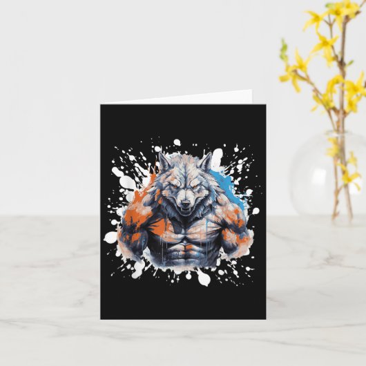 Wolf Workout Gym Fighter Bodybuilder Kaart (Gele Bloem)