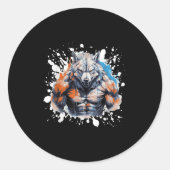 Wolf Workout Gym Fighter Bodybuilder Ronde Sticker (Voorkant)