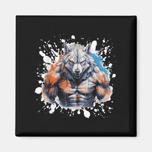 Wolf Workout Gym Vechters Bodybuilder Magneet (Voorkant)