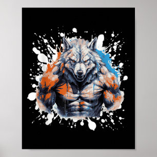 Wolf Workout Gym Vechters Bodybuilder  Poster