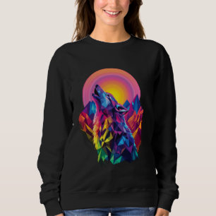 Wolf Woud Maan Vintage Kosmische Huilende Wolf Lie Trui