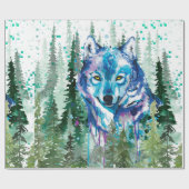 Wolf Wrapping Paper | Kleurrijke Waterverf Wolf Cadeaupapier (Vlak)