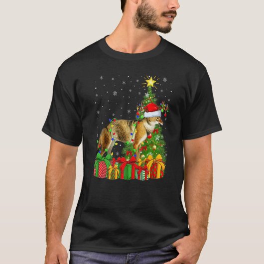 Wolf  Xmas Holiday Santa Wolf Christmas Tree T-shirt (Voorkant)