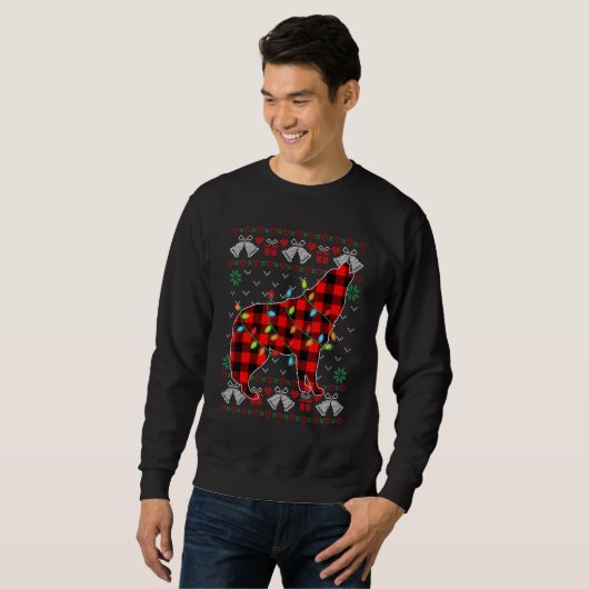 Wolf Xmas Lights Ugly Christmas Sweater (Voorkant volledig)
