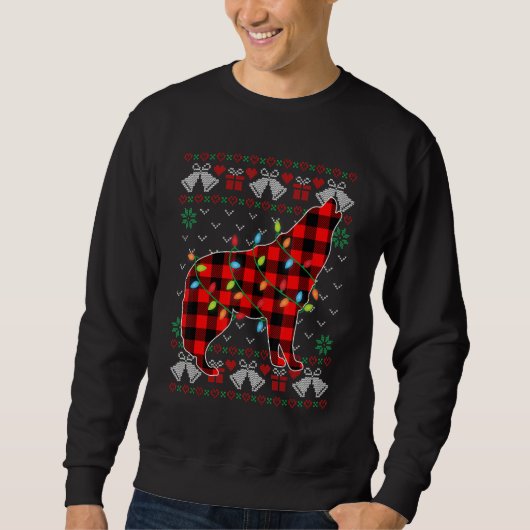 Wolf Xmas Lights Ugly Christmas Sweater (Voorkant)