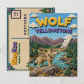 Wolf Yellowstone Valley Modern KlayKoo Briefkaart (Voorkant / Achterkant)