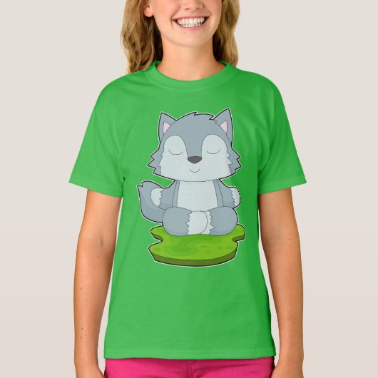 Wolf Yoga Fitnessmeditatie T-shirt (Voorkant)