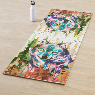 Wolf Yoga Mat | Kleurrijke Herfst Waterverf Wolf