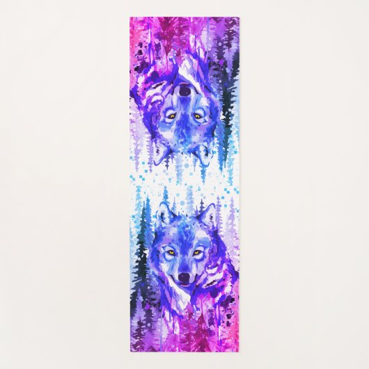Wolf Yoga Mat - Waterverf Gray Wolf (Voorkant)