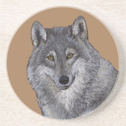Wolf Zandsteen Onderzetter (Voorkant)