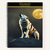 Wolf zingt onder de gloeiende maan notitieboek (Voorkant)