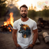 Wolf & Zonsondergang Bos Dubbele Belichting T-shirt