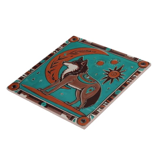 Wolf Zuidwest Indiaanse Zuidwest-Amerika Tegeltje (Zijkant)