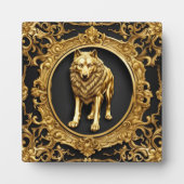 Wolf zwart en goud sierlijke lijst fotoplaat (Voorkant)