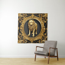 Wolf zwart en goud sierlijke lijst