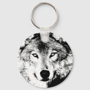 Wolf - Zwart & Wit Creative Ink Artwork Sleutelhan Sleutelhanger
