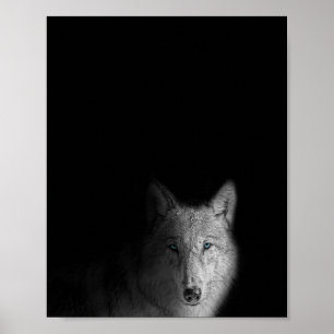 Wolf, zwart-wit, moderne fotografie poster