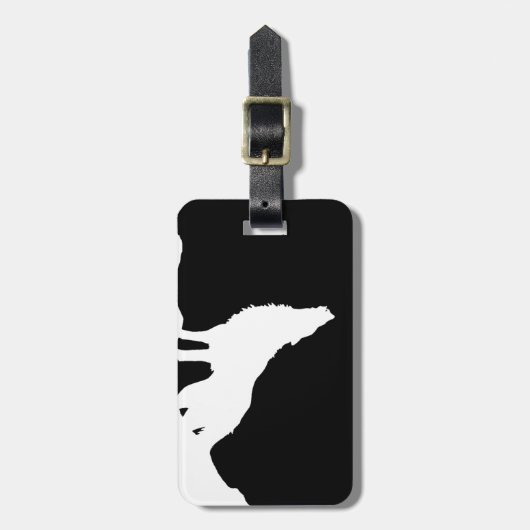 Wolf Zwart & Wit Pop Art Bagagelabel (Voorkant verticaal)