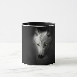 Wolf, zwarte en witte wolffoto mok