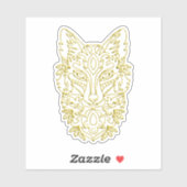 Wolfachtige kopkunst in goud sticker (Vel)
