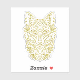 Wolfachtige kopkunst in goud sticker