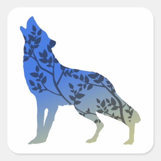 wolfboom vierkante sticker (Voorkant)