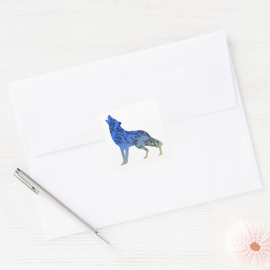 wolfboom vierkante sticker (Envelop)