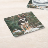 Wolfdog Kartonnen Onderzetters (Schuin)