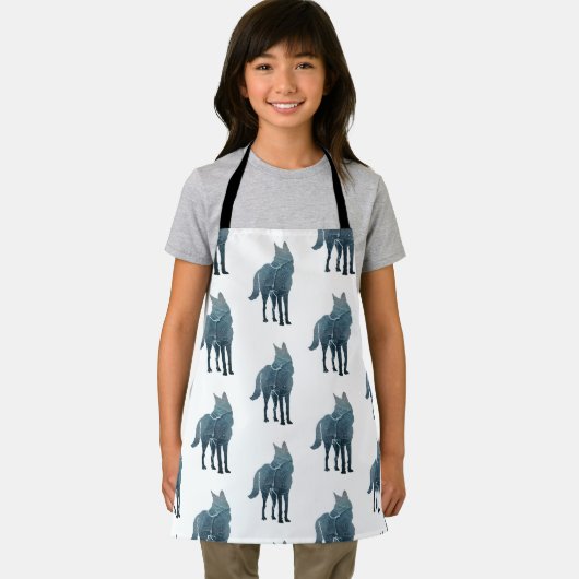 Wolfdog op ijs, kinder Schort (Insitu)