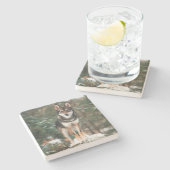 Wolfdog Stone Coaster Stenen Onderzetter (Zijkant)