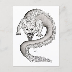 Wolfdraak, Wolf en Draak, gemengd Wezen Briefkaart
