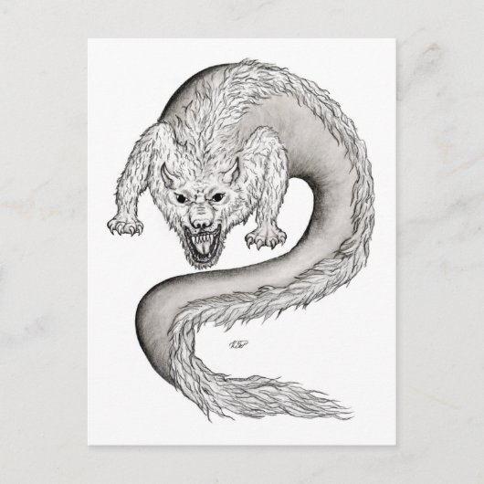 Wolfdraak, Wolf en Draak, gemengd Wezen Briefkaart (Voorkant)