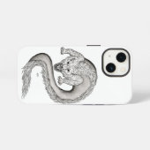 Wolfdraak zwart-wit ontwerp iPhone hoesje (Achterkant horizontaal)