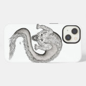 Wolfdraak zwart-wit ontwerp iPhone hoesje (Achterkant horizontaal)