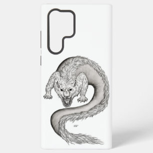 Wolfdraak zwart-wit ontwerp samsung galaxy hoesje
