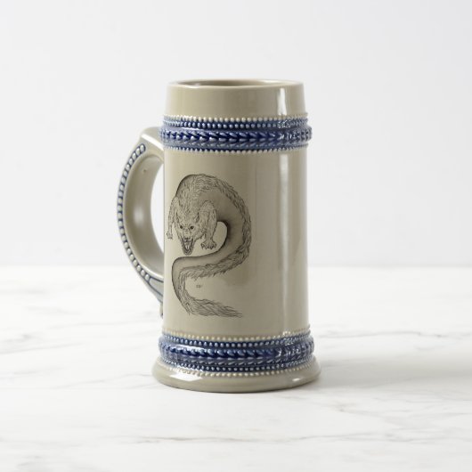 Wolfdragon zwart-wit design bierpul (Voorkant links)