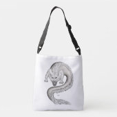 Wolfdragon zwart-wit design in Tattoostyle Crossbody Tas (Achterkant)