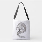 Wolfdragon zwart-wit design in Tattoostyle Crossbody Tas (Voorkant)