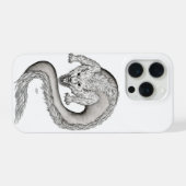 Wolfdragon zwart-wit design iPhone hoesje (Achterkant horizontaal)
