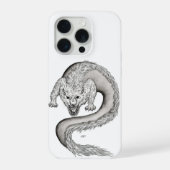 Wolfdragon zwart-wit design iPhone hoesje (Achterkant)