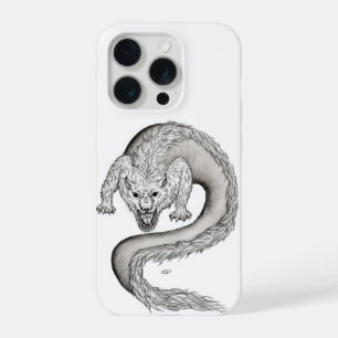 Wolfdragon zwart-wit design iPhone 15 pro case