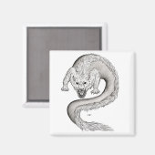 Wolfdragon zwart-wit design magneet (Voorkant / Achterkant)