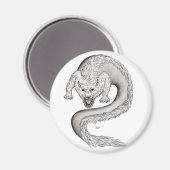 Wolfdragon zwart-wit design magneet (Voorkant / Achterkant)