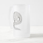 Wolfdragon zwart-wit design matglas bierpul (Voorkant links)