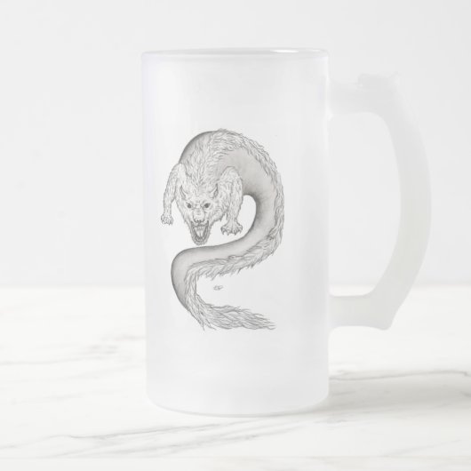 Wolfdragon zwart-wit design matglas bierpul (Rechts)